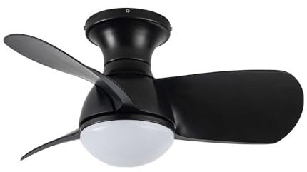 wonderlamp Ventilador de techo pequeño ø64cm silencioso LED Mancado Negro CCT 3000-4000-6000K, Intensidad Regulable 20W