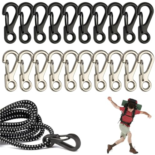 smartelf 20 Stück 2,5 cm Mini Karabiner Set, Mini SF Karabinerhaken, Karabiner Mini, Karabinerhaken Klein, Karabinerhaken Mini, Aluminium Karabinerhaken für Camping, Wandern, Reisen
