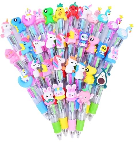 34 Penne Multicolore Bambini Regalo Feste Gadget Compleanno Regalini Fine Festa Bambina Regalino Regali Bambino Kawaii Divertenti Carine Idee Invitati Gadgets Penna Pensierini con Animali 4 Colori