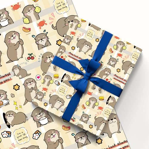 InThink Otter Geschenkpapier, 50,8 x 76,2 cm, Kraftpapier, Geschenkpapier, Geburtstag, Kindergeburtstag, Party-Dekoration (Rasteressen)