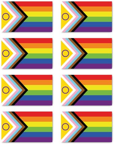 Aufkleber: 100x60 mm, 8 Stück - Flagge - Inclusive Pride - LGBTQ - für Auto, Laptop und mehr