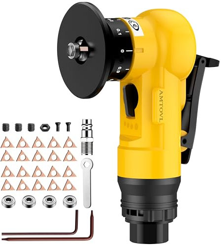 AMTOVL Air Chamfer Tool - Mini Pneumatic Chamfering Machine, 30000 RPM Pneumatic Chamfering Tool, 45 Degree Air Beveling Machine with 1/4 Inch Air Inlet for Metal, Wood, Acrylic Deburring and Trimming
