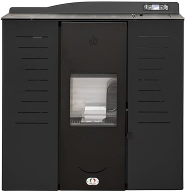 STUFE A PELLET ITALIA Italia 22 KW WiFi - Stufa a Pellet Idro per Riscaldamento e Acqua Calda Efficienza 90% Scalda 140m² Design Slim Autonomia 16H Programmabile 5 Potenze Garanzia 24 Mesi Nero