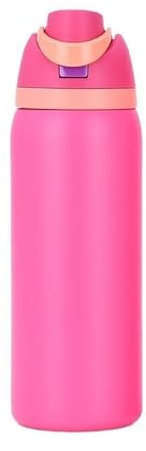 Botella de agua aislada de acero inoxidable de 910 ml con popote para deportes al aire libre y viajes, sin BPA, botellas de coche a prueba de fugas... (rosa)
