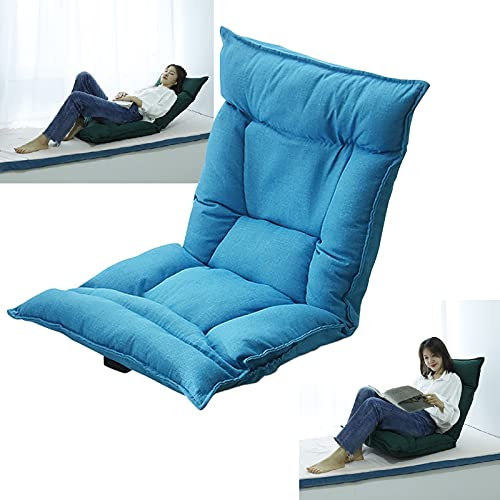 Chaise de gaming pliable avec dossier et 6 angles réglables pour adulte Bleu