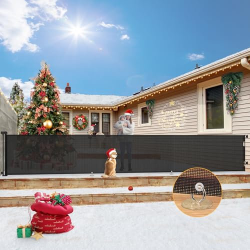 Treppenschutzgitter Ausziehbar 300 cm, AMAZKRUS 89CM Höhe Verstärkt Türschutzgitter Ausziehbar für Baby, Katzen und Hunde, Geeignet für Treppen, Türen, Innen Außenbereich