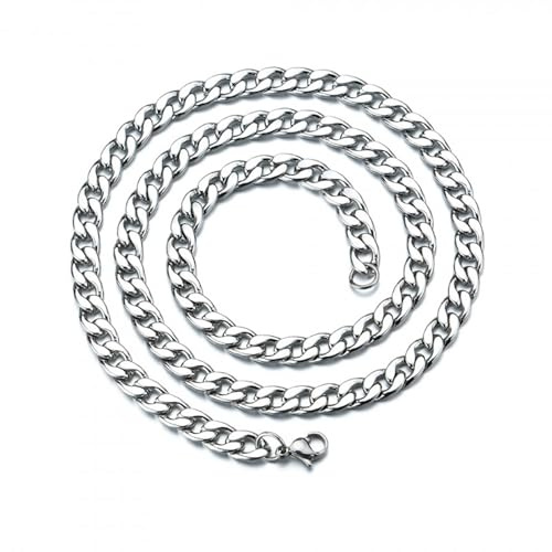 Calefee Edelstahl Kette Damen, Panzerkette 50cm Länge Damen 10mm Breit Hip Hop Ketten Männer Ohne Anhänger