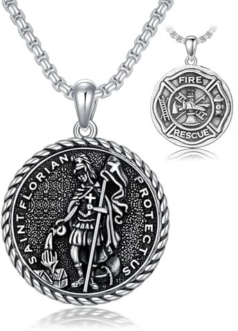 Seiyang St Halskette 925 Sterling Silber Saint Medaille Anhänger Patron Amulett Halskette Talisman Schutzschmuck Geschenke für Männer