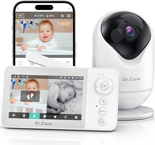 Dr.Care VistaView Lite RB Smart WiFi Baby Monitor - 4” 720P Split Screen & 1080P Camera App Control, Motion Alerts, 2500mAh Removable Battery, HD Night Vision, 2-Way Talk, Triple Security, 300m Range