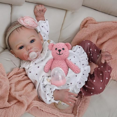 TKYFOYS 18 Pollici 48CM Bambino Bambole Reborn Realistica Neonata Bambola Realistica Baby Doll Corpo Morbido Tutta In Silicone Bambole Reincarnate Reale Aprire Gli Occhi