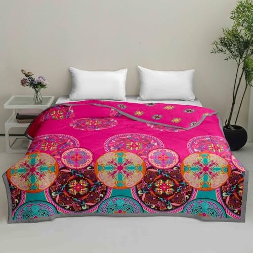 DOTBUY-SHOP Quilted Bedspreads, Modern Quilt Bed Throws Filling Duvet Super King Single Double Size Children's Bed Quilted Throw for All Season (Pink Flowers,200x230cm)