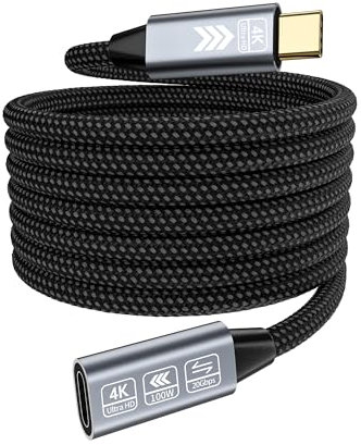 HOTUTUKI Cavo-di Prolunga USB C 100W 5M,3.2 Gen2 4K@60Hz Cavo Type C Maschio a Femmina 20Gbps Prolunga Tipo C Compatibile Thunderbolt 4/3 USB C 3.2/3.1/3.0