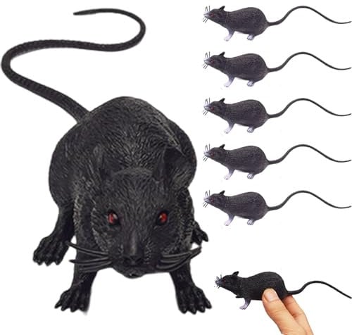 SWEETBIUTI Fake Souris 6pcs 8 Pouces Faux Rat de Souris réaliste effrayante avec Rat en Plastique PVC Polyvalent à Longue Queue pour Trucs de Farce, Jouets Chat, décorations d'halloween.