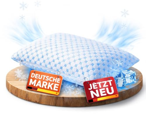 Kühlendes Kopfkissen 40x80 mit Kühlfunktion, Memory Foam Kissen ergonomisch, Nackenstützkissen für Seitenschläfer, hitzeregulierend gegen Schwitzen, Sommer Kopfkissen 40x80 höhenverstellbar