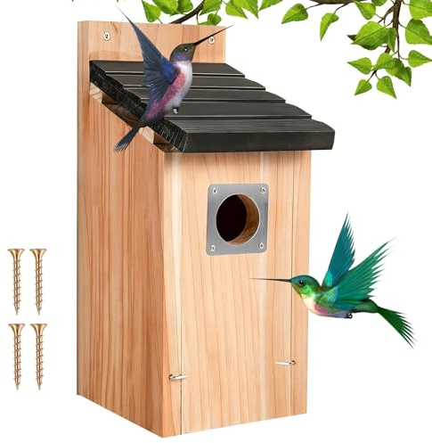 Nichoir pour oiseaux pour l'extérieur, résistant aux intempéries, maison d'oiseaux en bois à suspendre avec protection contre les rapaces, idéal comme nichoir pour les mésanges, les rouges-gorges et