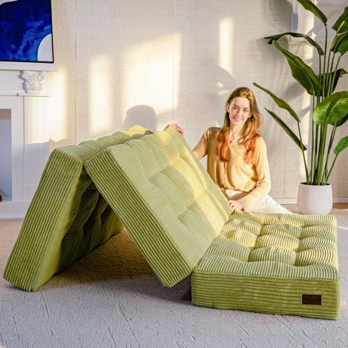 MAXYOYO Klappmatratze Doppelbett, Bequemes Faltmatratze, Memory Schaumstoff Extra Dickes 15cm, 3-Teilige Gästematratze für Gästebett, Bodenmatratze Klappbar für Wohnzimmer, 135x190