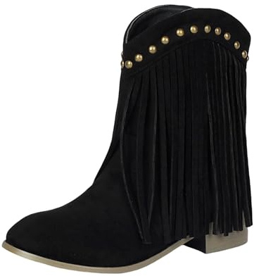 Meaunzyl Stivali Donna, Western Boots Chelsea Neri Eleganti Eleganti Stivali Texani Con Tacco Resistenti Scarpe Da Neve Caldi Antiscivolo Stivaletti Morbidi, Corti, Impermeabili, Scarpe Da Trekking