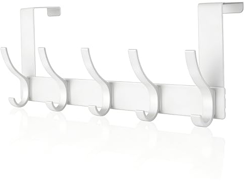 AUXHCYL Over Door Hooks, Over Door Hanger, Hanger Coat Hook for Towel, Clothes, Bag, Robe, Storage Space Saving for Bathroom, Bedroom, Wardrobe (White)