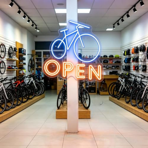 Leuchtreklame „Fahrrad geöffnet“, LED-Neonleuchte für Fahrradläden