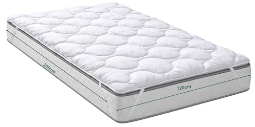 KNERST Matratzenauflage 120x200, Matratzenschoner, Made in EU, 95°C | Matratzenschutz, Bettauflage, OEKO-TEX® STANDARD 100, atmungsaktiv, 4 Eckgummis, weich, Allergiker, hautfreundlich