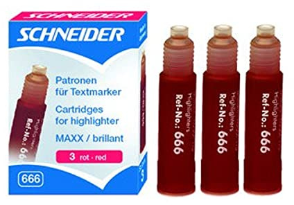 Schneider 6662 Nachfüllpatrone rot/3St. für Textmarker MAXX-115. brillant-190