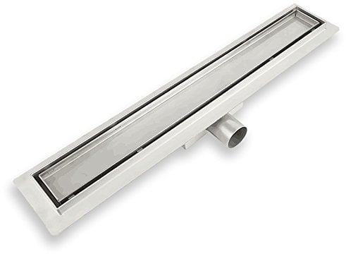 Elbe Duschrinne 70cm Extra Flach Bodenablauf mit 304 Edelstahl Glasabdeckung Komplettset Haarsieb Bodenablauf, Siphon mit Geruchsstop (2 in 1)