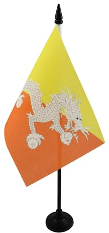 AZ FLAG Bhutan Table Flag 15x10 cm 100D Polyester Plastic Base