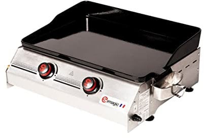 Somagic So Premium - 2 Fuegos para Plancha de Gas, Color Negro y Plateado