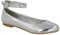 Womens Flat Ankle Strap Ballet Pumps Ladies Ballerina Party Bridal Smart Shoes Shoes 3-8 Silver Metallic