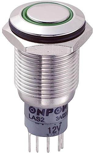TRU COMPONENTS 701818 LAS2GQF-11ZE/G/12V/S/P Vandalismusgeschützter Druckschalter 250 V/AC 3 A 1 x Ein/Ein rastend Grün