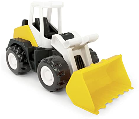 Wader 35364 - Tech Truck Radlader mit Frontschaufel, stabiler Bagger mit Stahlachsen, ca. 26 x 14,5 x 19 cm groß, gelb, ab 12 Monaten, ideal als Geschenk für kreatives Spielen
