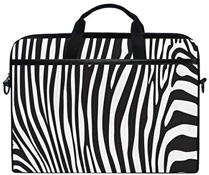 Mnsruu Zebra Print Stripe 15 inch Laptop Laptop Sleeve Case Briefcase Messenger Notebook Computer Bag Shoulder Strap Handle for Men Women Boy Girls