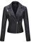BELLIVERA Damen Kunstleder Jacke PU Frühling Herbst Bekleidung Kurz Moto Biker Mantel mit Taschen 53 Schwarz M