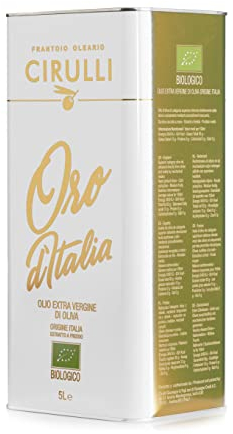 Frantoio Oleario Cirulli Olio Extravergine di Oliva Biologico, Estratto a Freddo, Olio di Oliva Italiano con Aroma Fruttato, Lattina (1 Lattine da 5 Litri)