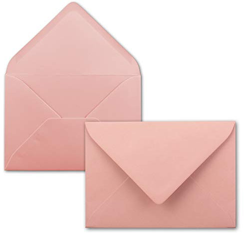 Lot de 50 enveloppes B6 - 17,5 x 12,5 cm - Vieux rose - Fermeture humide avec rabat pointu - 120 g/m² - Pour mariage, cartes de vœux, invitations