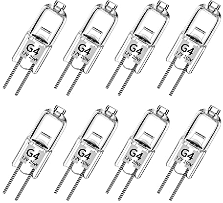 Haraqi 8 Pack G4 Halogen Bulbs, 12 Volt 20 Watt Bi-Pin Halogen Bulbs Dimmable for Ceiling Lights,Table Light,Cabinet Lights,Warm White Brightness