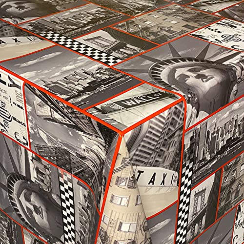 KEVKUS Wachstuch Tischdecke 06245-02 New York Freiheitsstatue Taxi eckig rund oval (Rand: Paspel (mit Kunststoffband), 140 x 240 cm eckig)