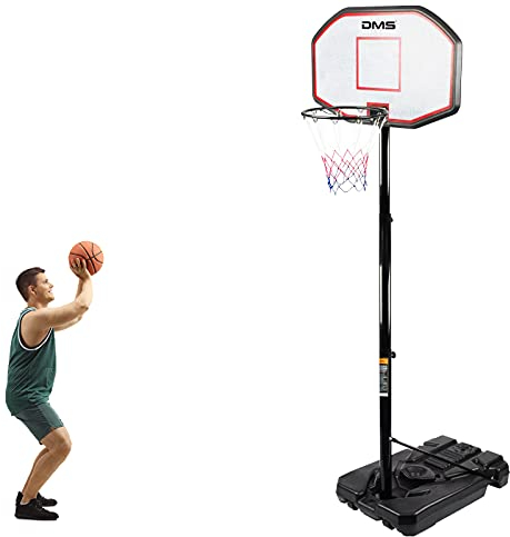 DMS® Basketballkorb - Outdoor und Indoor, Höhenverstellbar (255-360), mit Ständer, Tragbar, Räder - Basketballständer, Korbanlage, Basketballanlage Korbhöhe bis 305cm BBKS-360