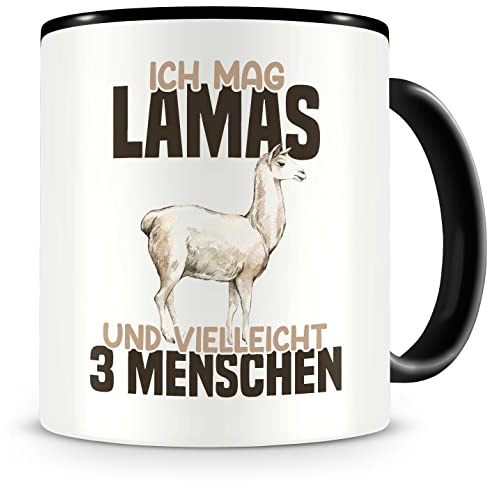 Samunshi® Lama Tasse mit Spruch Ich mag Lamas Geschenk für Lama Fans Kaffeetasse Lustige Tassen zum Geburtstag schwarz Keramik 300ml