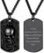 GoldChic Benutzerdefinierter Totenkopf Schädel Anhänger mit Wunsch Gravur Edelstahl Militärischer Totenkopf Skull Anhänger Gotik Retro Stil Totenkopf Dog Tag Kette in Schwarz mit 55cm+5cm Kette