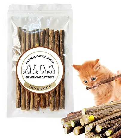 Luystoka Silvervine Sticks for Cats 10PCS, Silvervine & Matatabi Catnip Toys, Indoor Kitty Chew Sticks & Wand Toys for Bored Cats