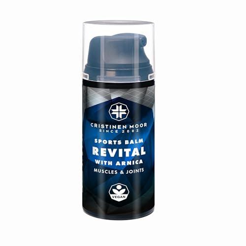 CristinenMoor Sports Balm Revital - Arnika Massage Creme für Muskeln und Gelenke bei Prellung, Stauchung | hautdurchblutungsfördernd & kühlend | vegan | hygienisch und praktische Verpackung