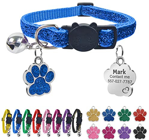 Uiopa Collar para Gatos Personalizado, Collar Gato con Placas para Perros Grabadas, Collares para Gatos y Mascotas Pequeñas Personalizados
