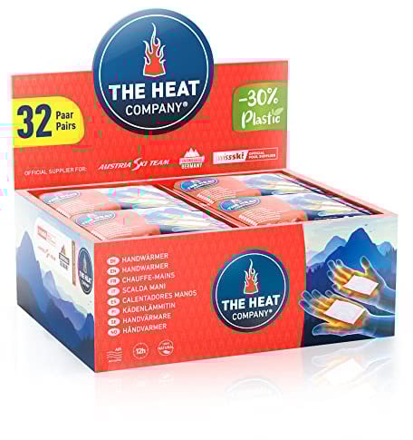 THE HEAT COMPANY Handwärmer - Neu: 30% weniger Plastik - EXTRA WARM: 12 Std. Wärme für die Hände - 32 Paar - luftaktivierte Wärmepads - Taschenheizung gegen kalte Hände