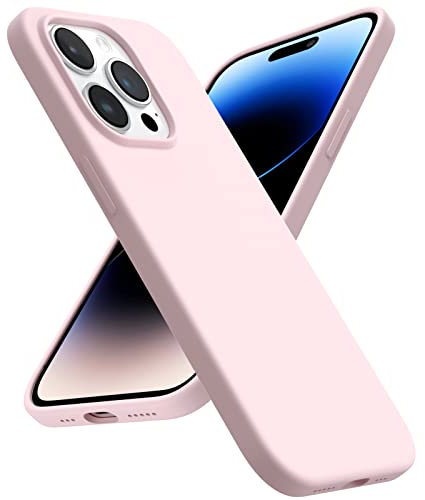 ACRONIX Coque pour iPhone 14 Pro,Coque Silicone Liquide pour iPhone 14 Pro(6.1),Étui Protection Complète, Cover Antichoc à 3 Structure,Microfibre Douce Empêche Les Rayures,Coque en Silicone-Rose