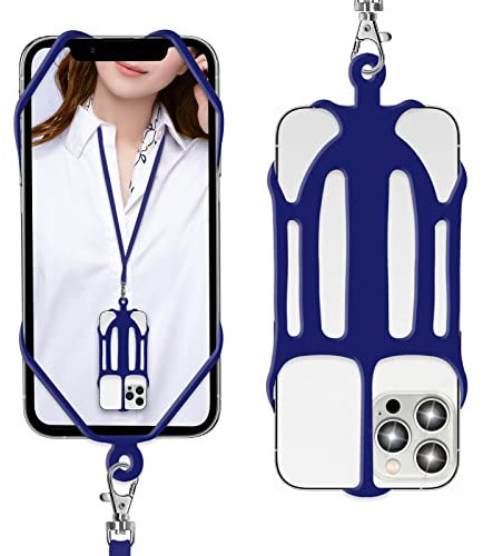 ROCONTRIP 2 in 1 Cell Phone Lanyard Strap Case Holder with Detachable Neckstrap New Upgraded Universal for Most Smartphones 4.7-7.2 Inch Navy Blue