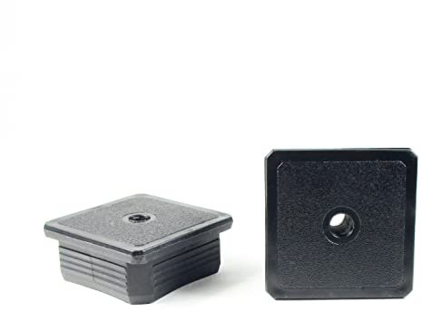 ajile 60x60 mm Aussengrosse Vierkantrohr Lamellenstopfen SCHWARZ mit Gewinde Durchmesser 10 mm (M10) und 1,6-2,0 mm Wanddicke - 4 Stck.