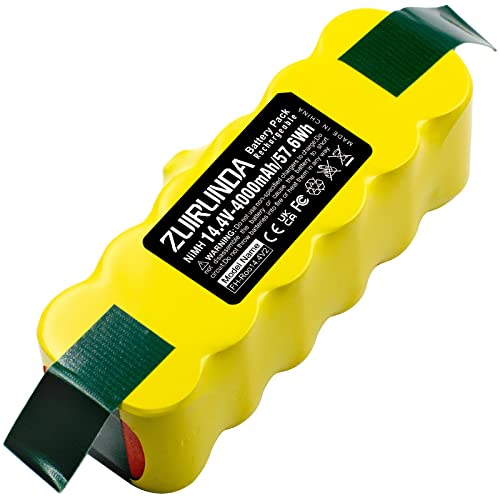 ZUIRUNDA Batteria sostitutiva 14,4 V 4000 mAh/4 Ah NI-MH per iRobot compatibile con Roomba 500 600 700 800 Serie di ricambio batteria R3 irobot 581 450 700 605 621 880 785 (4000 mAh NI-MH)