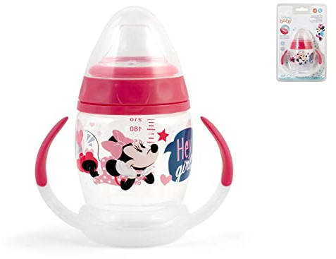 Lulabi Disney Minnie Icon Tazza 1° Sorsi in Polipropilene, 210ml – Con Manici e Beccuccio Morbido in Silicone, Adatta dai 6 Mesi, BPA Free