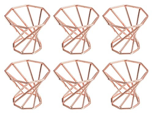 PATIKIL Air Plant Holder, 6 Pack Tillandsia Pot Base Container Metal Air Plant Rack Indoor Planter Stands for Home, Rose Gold